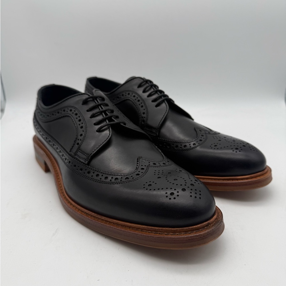 BRAND NEW $395 Crosby Square Fleetwood Leather Black Wingtips 501946 Size 11